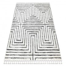  Szőnyeg SEVILLA Z788B labirintus, görög fehér / antracit Rojt Berber shaggy 140x190 cm