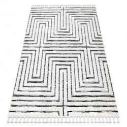 Szőnyeg SEVILLA Z788B labirintus, görög fehér / antracit Rojt Berber shaggy 140x190 cm