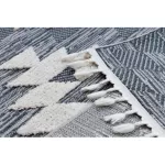 Kab. Szőnyeg SEVILLA Z250A gyémánt kék / szürke ehér Rojt BERBER shaggy 120x170 cm