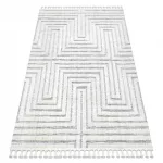 Kab. Szőnyeg SEVILLA Z788A labirintus, görög fehér / szürke Rojt BERBER shaggy 160x220 cm