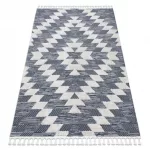 Kab. Szőnyeg SEVILLA Z250A gyémánt kék / szürke ehér Rojt BERBER shaggy 200x290 cm