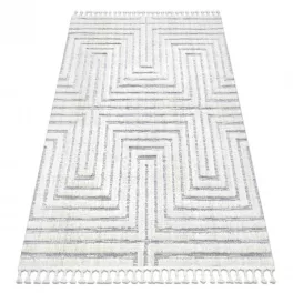   Kab. Szőnyeg SEVILLA Z788A labirintus, görög fehér / szürke Rojt BERBER shaggy 200x290 cm