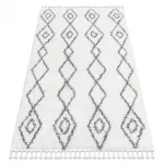 Kab. Szőnyeg BERBER UNION 3374 gyémánt, lánc krém / szürke Rojt shaggy 120x170 cm