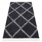 Kab. Szőnyeg BERBER UNION 3482 rácsozat szürke Rojt shaggy 120x170 cm