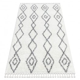   Kab. Szőnyeg BERBER UNION 3374 gyémánt, lánc krém / szürke Rojt shaggy 140x190 cm