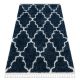 Szőnyeg BERBER UNION 3488 Lóhere Marokkói Trellis kék / krém Rojt shaggy 140x190 cm