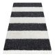 Szőnyeg BERBER UNION 4079 Csík szürke / krém Rojt shaggy 160x220 cm