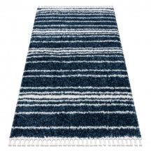   Szőnyeg BERBER UNION 4080 Csík kék / krém Rojt shaggy 180x270 cm