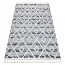   Kab. Szőnyeg SEVILLA Z555A gyémánt szürke / fehér Rojt BERBER shaggy 120x170 cm