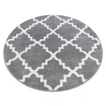   Sketch szőnyeg kör - F343 szürke / fehér Lóhere Marokkói Trellis kör 120 cm
