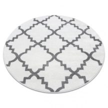   Sketch szőnyeg kör - F343 krém / szürke Lóhere Marokkói Trellis kör 100 cm