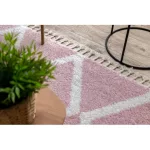 Kab. Szőnyeg BERBER TROIK A0010 rózsaszín / fehér Rojt shaggy 200x290 cm