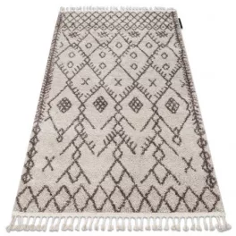   Kab. Szőnyeg BERBER TANGER B5940 bézs / barna Rojt shaggy 80x150 cm