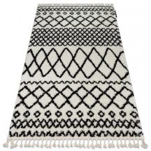   Szőnyeg BERBER SAFI N9040 fehér / fekete Rojt shaggy 80x150 cm
