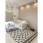 Kab. Szőnyeg BERBER SAFI N9040 fehér / fekete Rojt shaggy 80x150 cm