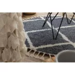 Kab. Szőnyeg BERBER CROSS B5950 kör szürke / fehér Rojt shaggy kör 160 cm