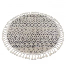   Kab. Szőnyeg BERBER AGADIR G0522 kör krém / szürke Rojt shaggy kör 160 cm