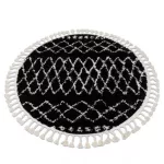 Kab. Szőnyeg BERBER ETHNIC G3802 kör fekete / fehér Rojt shaggy kör 160 cm