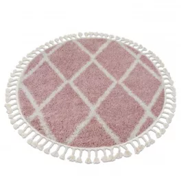   Kab. Szőnyeg BERBER TROIK A0010 kör rózsaszín / fehér Rojt shaggy kör 120 cm