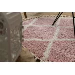 Kab. Szőnyeg BERBER TROIK A0010 kör rózsaszín / fehér Rojt shaggy kör 120 cm