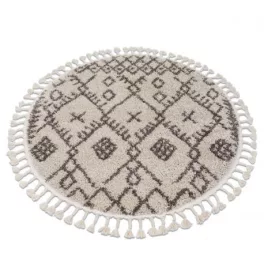   Kab. Szőnyeg BERBER TANGER B5940 kör bézs / barna Rojt shaggy kör 120 cm