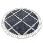 Kab. Szőnyeg BERBER CROSS B5950 kör szürke / fehér Rojt shaggy kör 120 cm