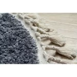 Kab. Szőnyeg BERBER CROSS B5950 kör szürke / fehér Rojt shaggy kör 120 cm