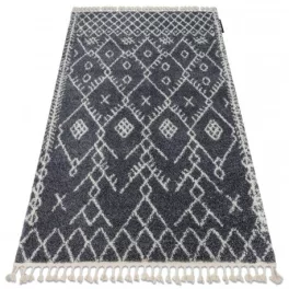   Kab. Szőnyeg BERBER TANGER B5940 szürke / fehér Rojt shaggy 180x270 cm