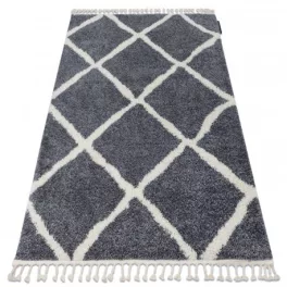   Kab. Szőnyeg BERBER CROSS B5950 szürke / fehér Rojt shaggy 180x270 cm