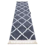 Kab. Szőnyeg, futószőnyeg BERBER CROSS szürke -60x250 cm