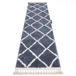 Kab. Szőnyeg, futószőnyeg BERBER CROSS szürke -80x200 cm
