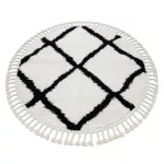 Kab. Szőnyeg BERBER CROSS fehér Rojt shaggy kör 160 cm