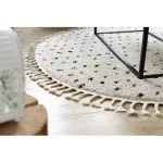 Kab. Szőnyeg BERBER SYLA B752 kör pontok krém Rojt shaggy kör 120 cm