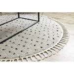 Kab. Szőnyeg BERBER SYLA B752 kör pontok krém Rojt shaggy kör 120 cm