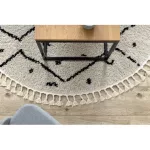 Kab. Szőnyeg TETUAN B751 kör cikcakk krém Rojt shaggy kör 160 cm