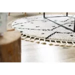 Kab. Szőnyeg TETUAN B751 kör cikcakk krém Rojt shaggy kör 160 cm