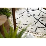 Kab. Szőnyeg TETUAN B751 kör cikcakk krém Rojt shaggy kör 160 cm