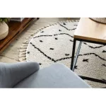 Kab. Szőnyeg TETUAN B751 kör cikcakk krém Rojt shaggy kör 160 cm