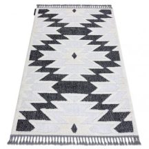   Szőnyeg MAROC H5157 Azték, Etnikai fehér / fekete Rojt Berber shaggy 120x170 cm