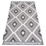 Kab. Szőnyeg MAROC P651 Gyémánt szürke / fehér Rojt BERBER shaggy 120x170 cm