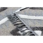 Kab. Szőnyeg MAROC P651 Gyémánt szürke / fehér Rojt BERBER shaggy 120x170 cm