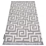 Kab. Szőnyeg MAROC P655 labirintus, görög szürke / fehér Rojt BERBER shaggy 120x170 cm