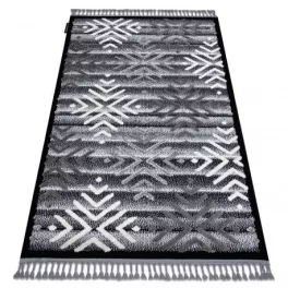   Kab. Szőnyeg MAROC P658 Hópelyhek fekete / szürke Rojt BERBER shaggy 140x190 cm