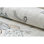 Kab. BAMBINO 1278 mosható szőnyeg tér űrrakéta gyerekeknek csúszásgátló - krém 80x150 cm