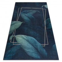   ANDRE 1170 mosható szőnyeg Levelek, geometriai csúszásgátló - kék 160x220 cm