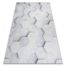 ANDRE 1180 mosható szőnyeg Méhsejt, hatszögletű 3D csúszásgátló - szürke 160x220 cm