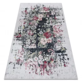   Kab. ANDRE 1816D mosható szőnyeg virágok vintage csúszásgátló - fehér / piros 160x220 cm