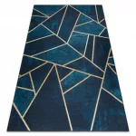 Kab. ANDRE 1173 mosható szőnyeg mozaik, geometriai csúszásgátló - türkiz / arany 120x170 cm