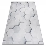 Kab. ANDRE 1180 mosható szőnyeg Méhsejt, hatszögletű 3D csúszásgátló - szürke 120x170 cm
