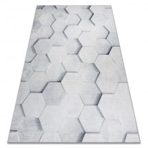   ANDRE 1180 mosható szőnyeg Méhsejt, hatszögletű 3D csúszásgátló - szürke 120x170 cm